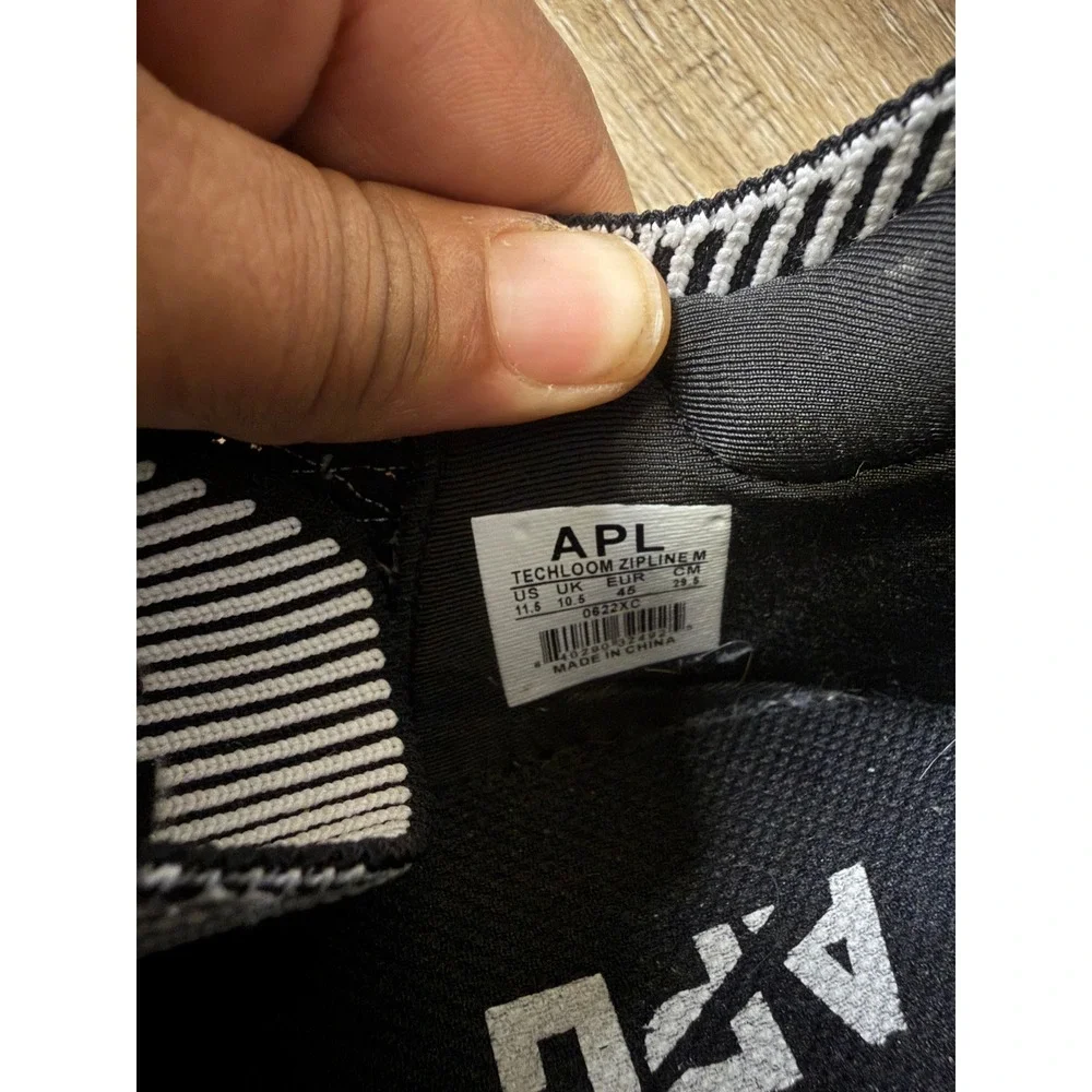 APL TechLoom Zipline Mens 11.5 Black White Running Shoes Sneakers 0622XC